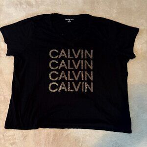 Calvin Klein Jeans Black Rhinestone Logo Tee